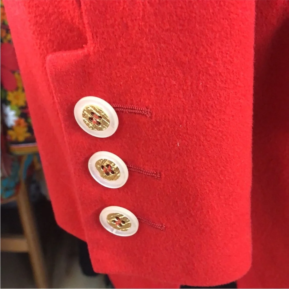 Valentino Red Round-Neck Button-Front Long Jacket - Picture 7 of 10